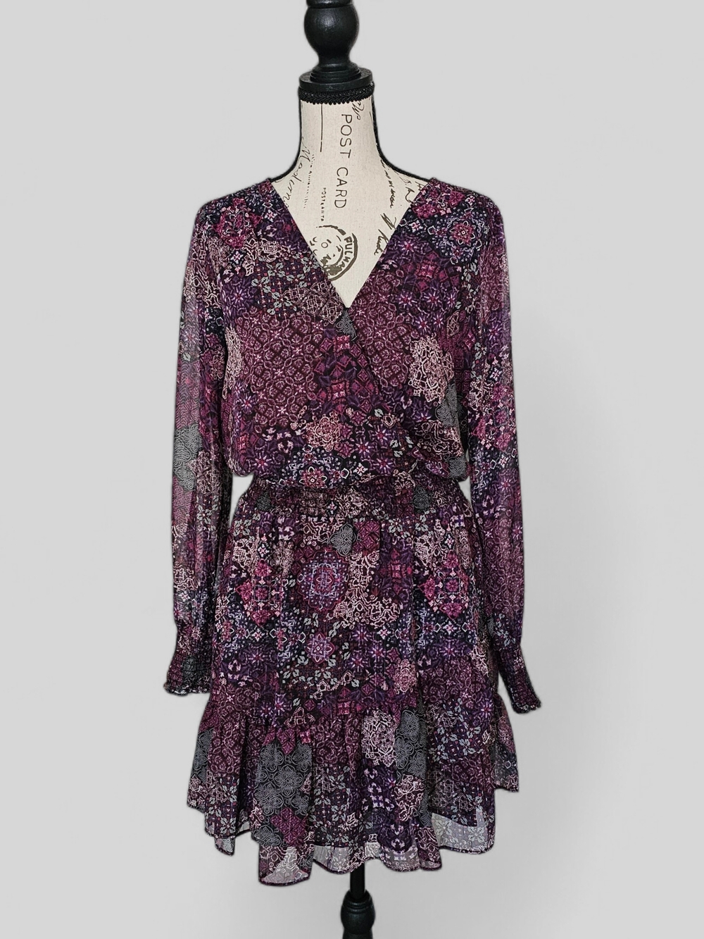 MICHAEL Michael Kors Purple Floral Print Long Sleeve Dress